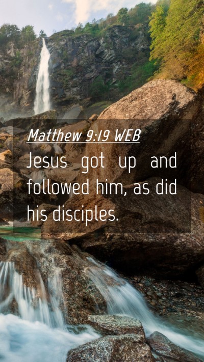 Picture 04 - Matthew 9:19 WEB Mobile Phone Wallpaper - Jesus got up and followed him, as did his - Mobile Bible Verse Wallpaper