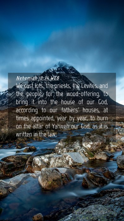 Picture 04 - Nehemiah 10:34 WEB Mobile Phone Wallpaper - We cast lots, the priests, the Levites, and the - Mobile Bible Verse Wallpaper