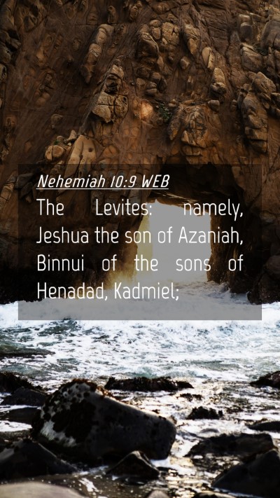 Picture 04 - Nehemiah 10:9 WEB Mobile Phone Wallpaper - The Levites: namely, Jeshua the son of Azaniah, - Mobile Bible Verse Wallpaper