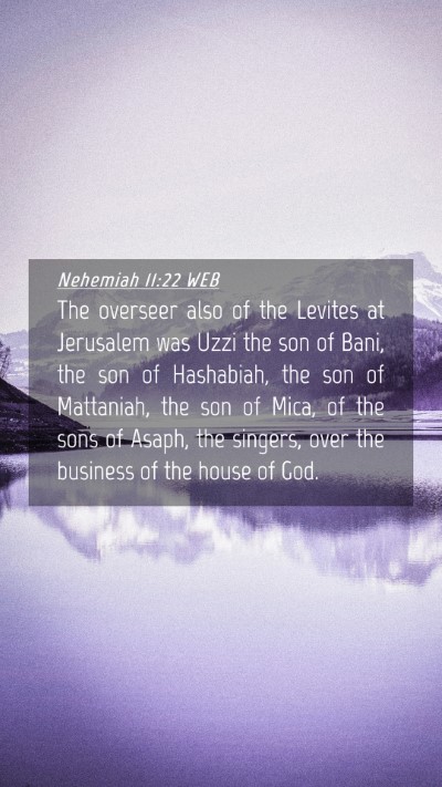 Picture 04 - Nehemiah 11:22 WEB Mobile Phone Wallpaper - The overseer also of the Levites at Jerusalem was - Mobile Bible Verse Wallpaper