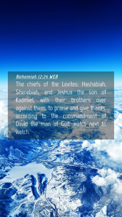 Picture 04 - Nehemiah 12:24 WEB Mobile Phone Wallpaper - The chiefs of the Levites: Hashabiah, Sherebiah, - Mobile Bible Verse Wallpaper
