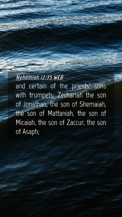 Picture 04 - Nehemiah 12:35 WEB Mobile Phone Wallpaper - and certain of the priests' sons with trumpets: - Mobile Bible Verse Wallpaper