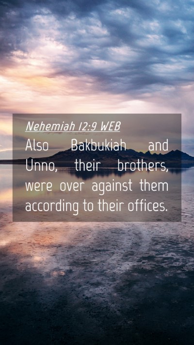 Picture 04 - Nehemiah 12:9 WEB Mobile Phone Wallpaper - Also Bakbukiah and Unno, their brothers, were - Mobile Bible Verse Wallpaper