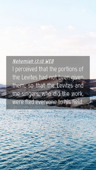 Picture 04 - Nehemiah 13:10 WEB Mobile Phone Wallpaper - I perceived that the portions of the Levites had - Mobile Bible Verse Wallpaper