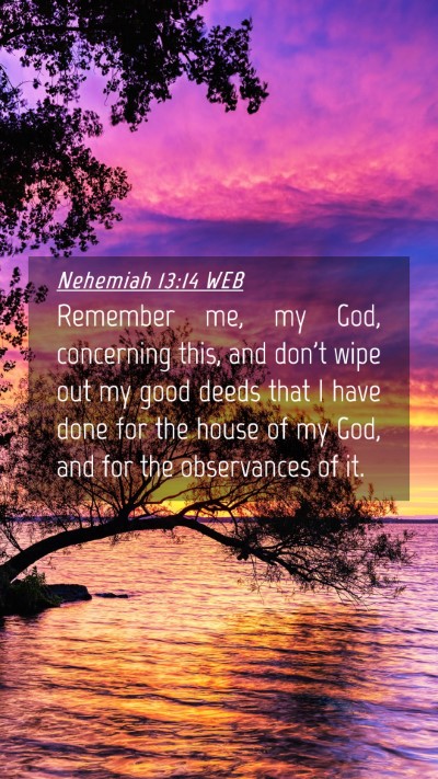Picture 04 - Nehemiah 13:14 WEB Mobile Phone Wallpaper - Remember me, my God, concerning this, and don't - Mobile Bible Verse Wallpaper