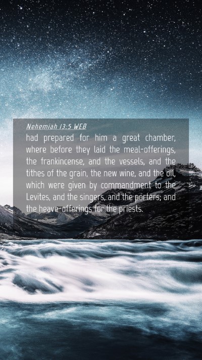 Picture 04 - Nehemiah 13:5 WEB Mobile Phone Wallpaper - had prepared for him a great chamber, where - Mobile Bible Verse Wallpaper