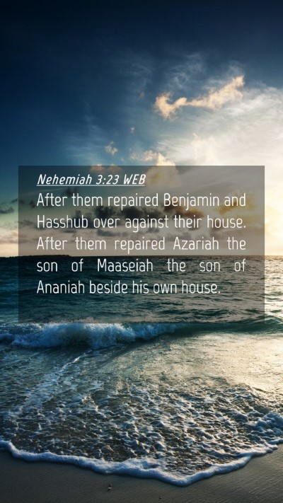 Picture 04 - Nehemiah 3:23 WEB Mobile Phone Wallpaper - After them repaired Benjamin and Hasshub over - Mobile Bible Verse Wallpaper