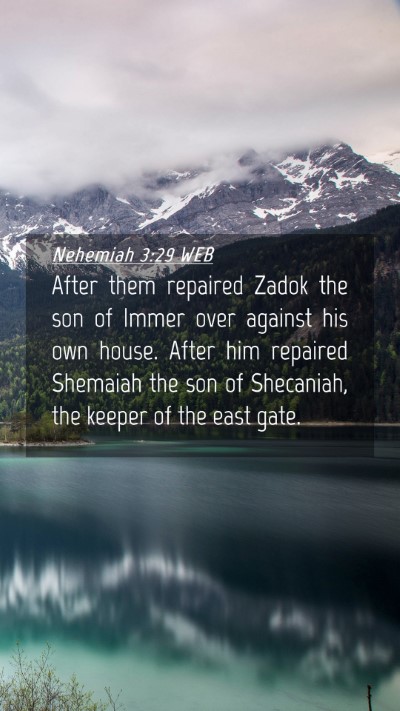 Picture 04 - Nehemiah 3:29 WEB Mobile Phone Wallpaper - After them repaired Zadok the son of Immer over - Mobile Bible Verse Wallpaper