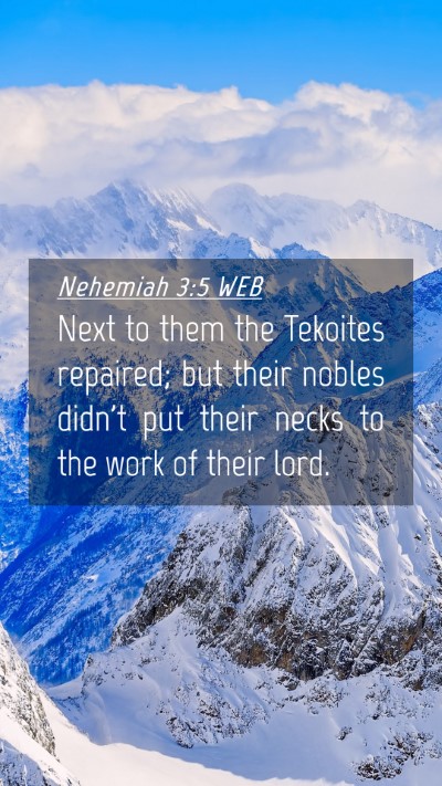Picture 04 - Nehemiah 3:5 WEB Mobile Phone Wallpaper - Next to them the Tekoites repaired; but their - Mobile Bible Verse Wallpaper