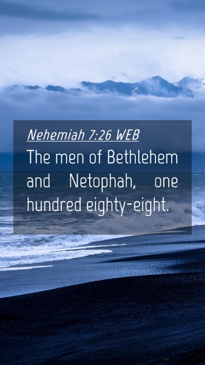 Picture 04 - Nehemiah 7:26 WEB Mobile Phone Wallpaper - The men of Bethlehem and Netophah, one hundred - Mobile Bible Verse Wallpaper