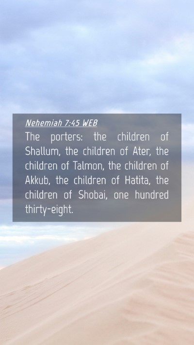 Picture 04 - Nehemiah 7:45 WEB Mobile Phone Wallpaper - The porters: the children of Shallum, the - Mobile Bible Verse Wallpaper