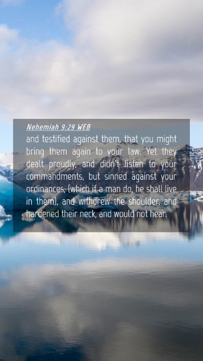 Picture 04 - Nehemiah 9:29 WEB Mobile Phone Wallpaper - and testified against them, that you might bring - Mobile Bible Verse Wallpaper