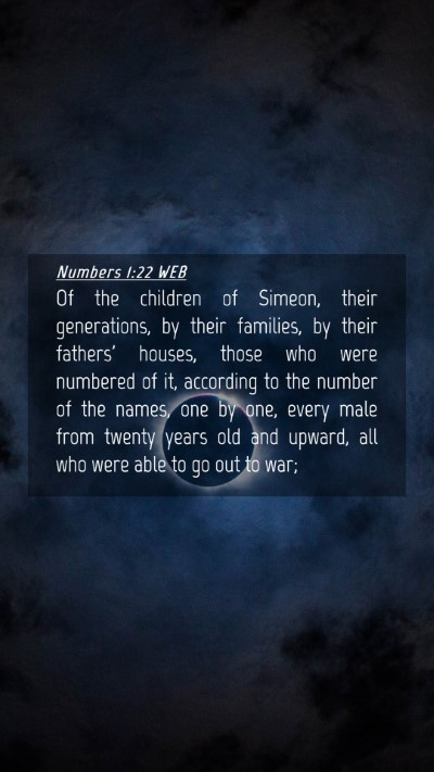 Picture 04 - Numbers 1:22 WEB Mobile Phone Wallpaper - Of the children of Simeon, their generations, by - Mobile Bible Verse Wallpaper