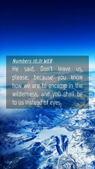 Picture 04 - Numbers 10:31 WEB Mobile Phone Wallpaper - He said, Don't leave us, please; because you know - Mobile Bible Verse Wallpaper