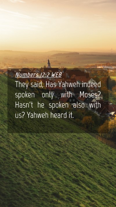 Picture 04 - Numbers 12:2 WEB Mobile Phone Wallpaper - They said, Has Yahweh indeed spoken only with - Mobile Bible Verse Wallpaper