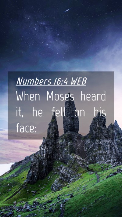 Picture 04 - Numbers 16:4 WEB Mobile Phone Wallpaper - When Moses heard it, he fell on his - Mobile Bible Verse Wallpaper