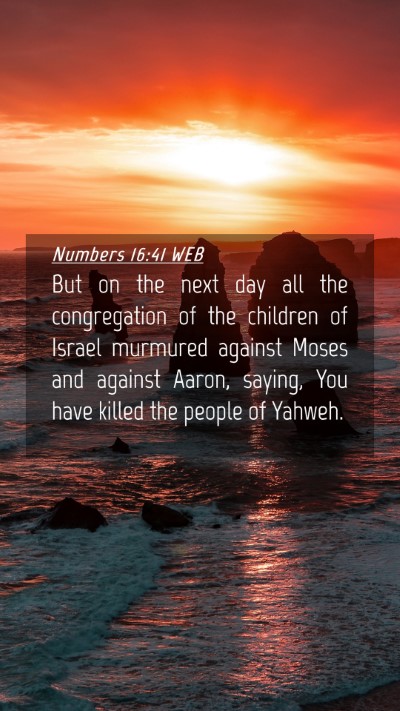 Picture 04 - Numbers 16:41 WEB Mobile Phone Wallpaper - But on the next day all the congregation of the - Mobile Bible Verse Wallpaper