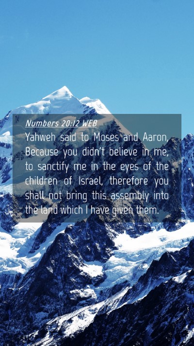 Picture 04 - Numbers 20:12 WEB Mobile Phone Wallpaper - Yahweh said to Moses and Aaron, Because you - Mobile Bible Verse Wallpaper