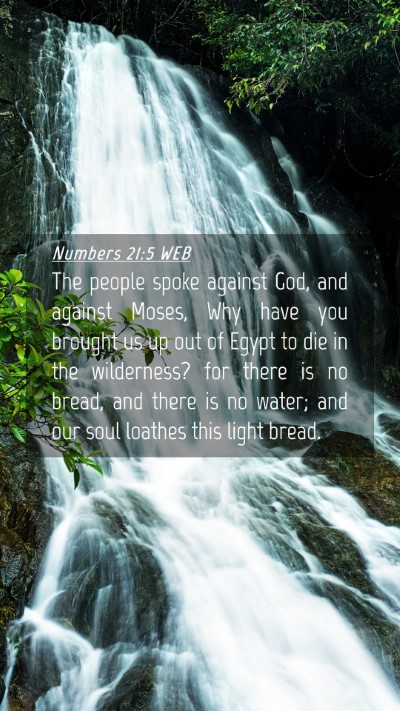 Picture 04 - Numbers 21:5 WEB Mobile Phone Wallpaper - The people spoke against God, and against Moses, - Mobile Bible Verse Wallpaper