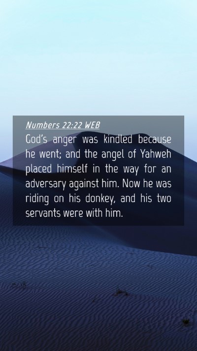 Picture 04 - Numbers 22:22 WEB Mobile Phone Wallpaper - God's anger was kindled because he went; and the - Mobile Bible Verse Wallpaper