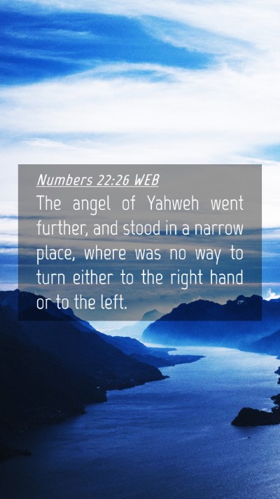 Picture 04 - Numbers 22:26 WEB Mobile Phone Wallpaper - The angel of Yahweh went further, and stood in a - Mobile Bible Verse Wallpaper