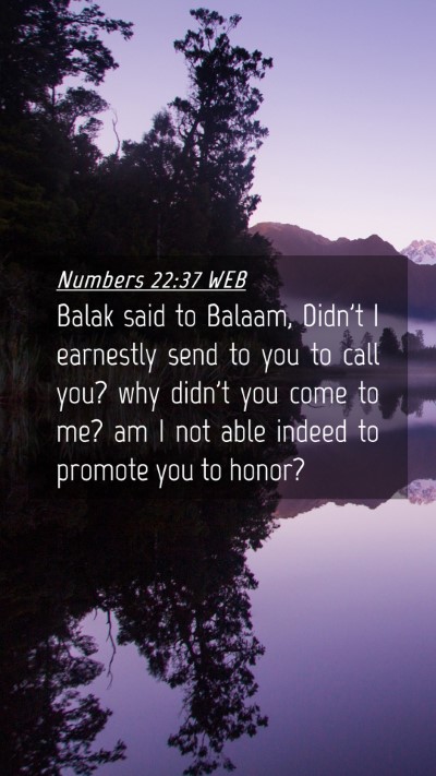 Picture 04 - Numbers 22:37 WEB Mobile Phone Wallpaper - Balak said to Balaam, Didn't I earnestly send to - Mobile Bible Verse Wallpaper
