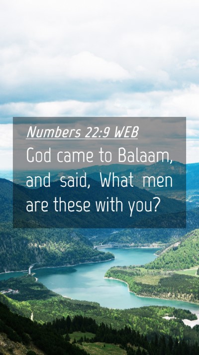 Picture 04 - Numbers 22:9 WEB Mobile Phone Wallpaper - God came to Balaam, and said, What men are these - Mobile Bible Verse Wallpaper