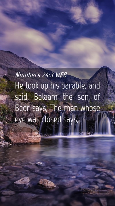 Picture 04 - Numbers 24:3 WEB Mobile Phone Wallpaper - He took up his parable, and said, Balaam the son - Mobile Bible Verse Wallpaper