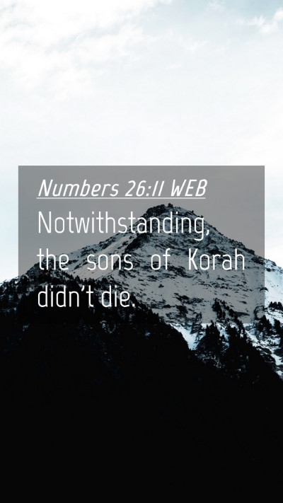 Picture 04 - Numbers 26:11 WEB Mobile Phone Wallpaper - Notwithstanding, the sons of Korah didn't - Mobile Bible Verse Wallpaper