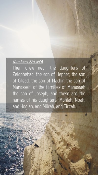 Picture 04 - Numbers 27:1 WEB Mobile Phone Wallpaper - Then drew near the daughters of Zelophehad, the - Mobile Bible Verse Wallpaper
