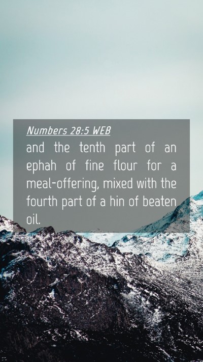 Picture 04 - Numbers 28:5 WEB Mobile Phone Wallpaper - and the tenth part of an ephah of fine flour for - Mobile Bible Verse Wallpaper