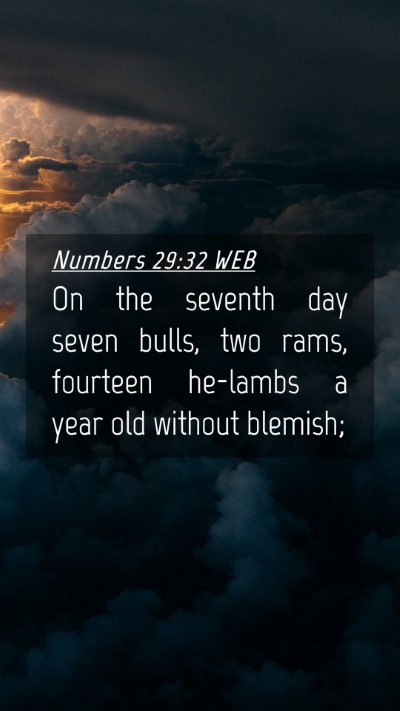 Picture 04 - Numbers 29:32 WEB Mobile Phone Wallpaper - On the seventh day seven bulls, two rams, - Mobile Bible Verse Wallpaper