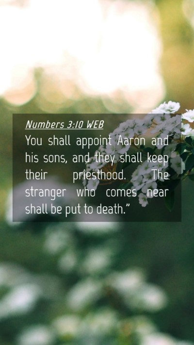 Picture 04 - Numbers 3:10 WEB Mobile Phone Wallpaper - You shall appoint Aaron and his sons, and they - Mobile Bible Verse Wallpaper