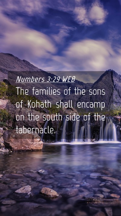 Picture 04 - Numbers 3:29 WEB Mobile Phone Wallpaper - The families of the sons of Kohath shall encamp - Mobile Bible Verse Wallpaper