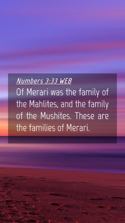 Picture 04 - Numbers 3:33 WEB Mobile Phone Wallpaper - Of Merari was the family of the Mahlites, and the - Mobile Bible Verse Wallpaper