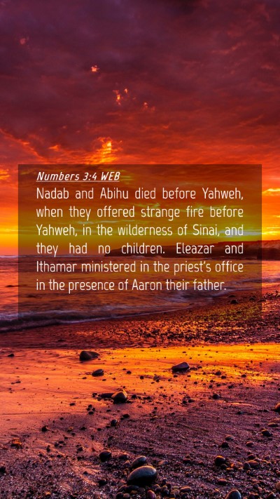 Picture 04 - Numbers 3:4 WEB Mobile Phone Wallpaper - Nadab and Abihu died before Yahweh, when they - Mobile Bible Verse Wallpaper
