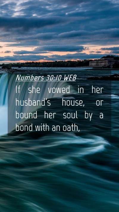 Picture 04 - Numbers 30:10 WEB Mobile Phone Wallpaper - If she vowed in her husband's house, or bound her - Mobile Bible Verse Wallpaper