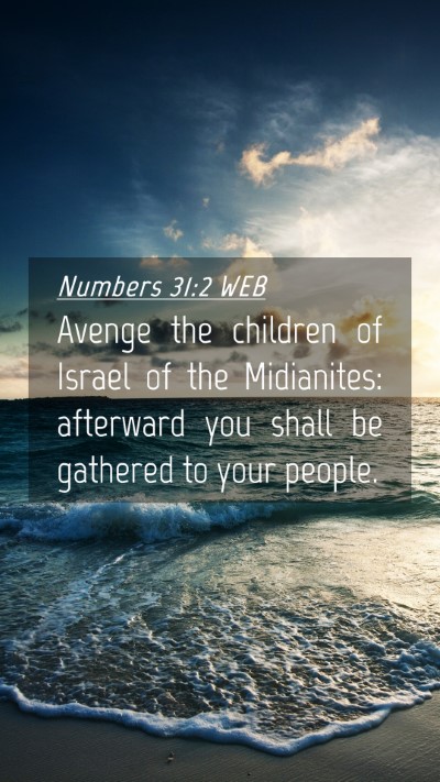 Picture 04 - Numbers 31:2 WEB Mobile Phone Wallpaper - Avenge the children of Israel of the Midianites: - Mobile Bible Verse Wallpaper