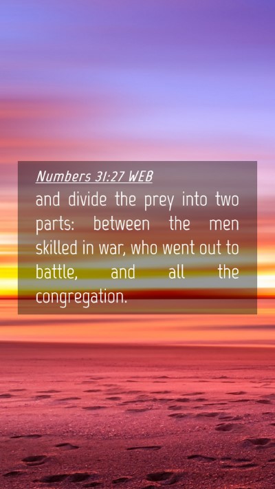Picture 04 - Numbers 31:27 WEB Mobile Phone Wallpaper - and divide the prey into two parts: between the - Mobile Bible Verse Wallpaper