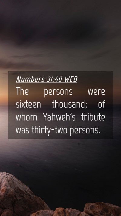 Picture 04 - Numbers 31:40 WEB Mobile Phone Wallpaper - The persons were sixteen thousand; of whom - Mobile Bible Verse Wallpaper
