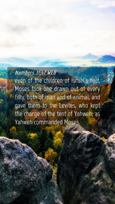 Picture 04 - Numbers 31:47 WEB Mobile Phone Wallpaper - even of the children of Israel's half, Moses took - Mobile Bible Verse Wallpaper