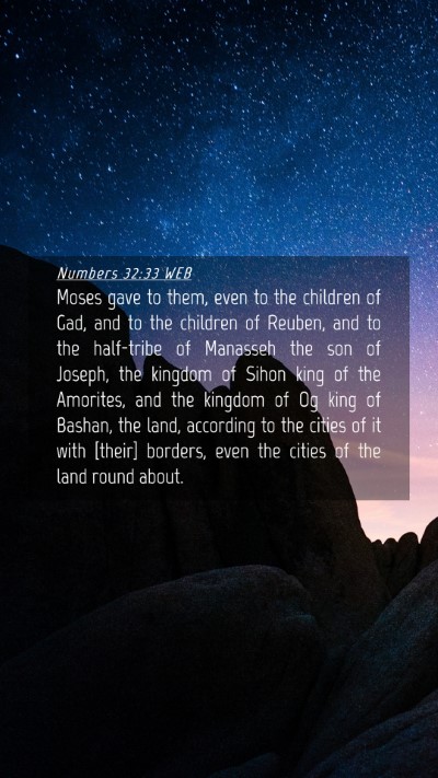Picture 04 - Numbers 32:33 WEB Mobile Phone Wallpaper - Moses gave to them, even to the children of Gad, - Mobile Bible Verse Wallpaper