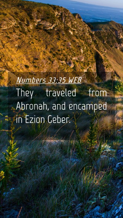 Picture 04 - Numbers 33:35 WEB Mobile Phone Wallpaper - They traveled from Abronah, and encamped in Ezion - Mobile Bible Verse Wallpaper