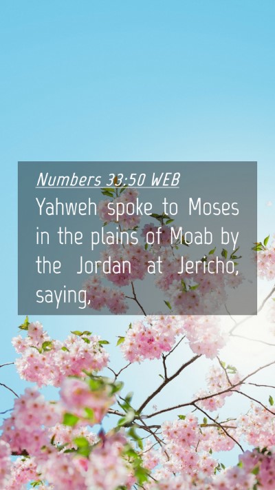 Picture 04 - Numbers 33:50 WEB Mobile Phone Wallpaper - Yahweh spoke to Moses in the plains of Moab by - Mobile Bible Verse Wallpaper