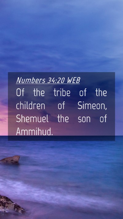 Picture 04 - Numbers 34:20 WEB Mobile Phone Wallpaper - Of the tribe of the children of Simeon, Shemuel - Mobile Bible Verse Wallpaper