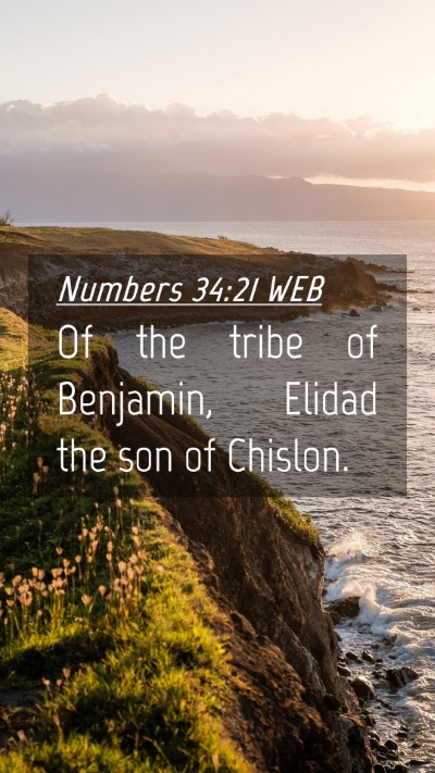 Picture 04 - Numbers 34:21 WEB Mobile Phone Wallpaper - Of the tribe of Benjamin, Elidad the son of - Mobile Bible Verse Wallpaper