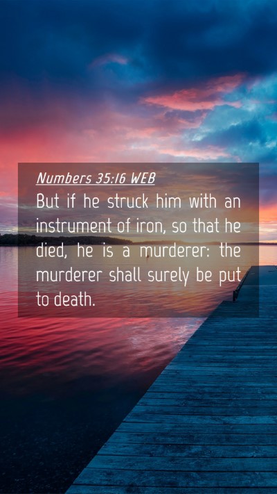 Picture 04 - Numbers 35:16 WEB Mobile Phone Wallpaper - But if he struck him with an instrument of iron, - Mobile Bible Verse Wallpaper