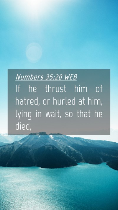 Picture 04 - Numbers 35:20 WEB Mobile Phone Wallpaper - If he thrust him of hatred, or hurled at him, - Mobile Bible Verse Wallpaper