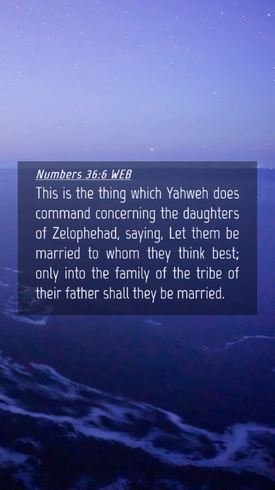 Picture 04 - Numbers 36:6 WEB Mobile Phone Wallpaper - This is the thing which Yahweh does command - Mobile Bible Verse Wallpaper