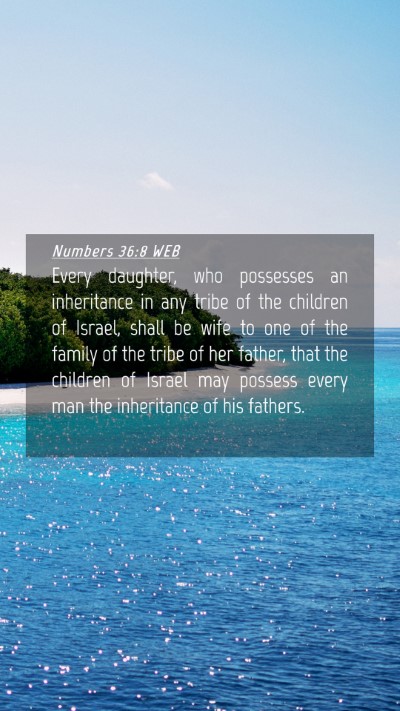 Picture 04 - Numbers 36:8 WEB Mobile Phone Wallpaper - Every daughter, who possesses an inheritance in - Mobile Bible Verse Wallpaper